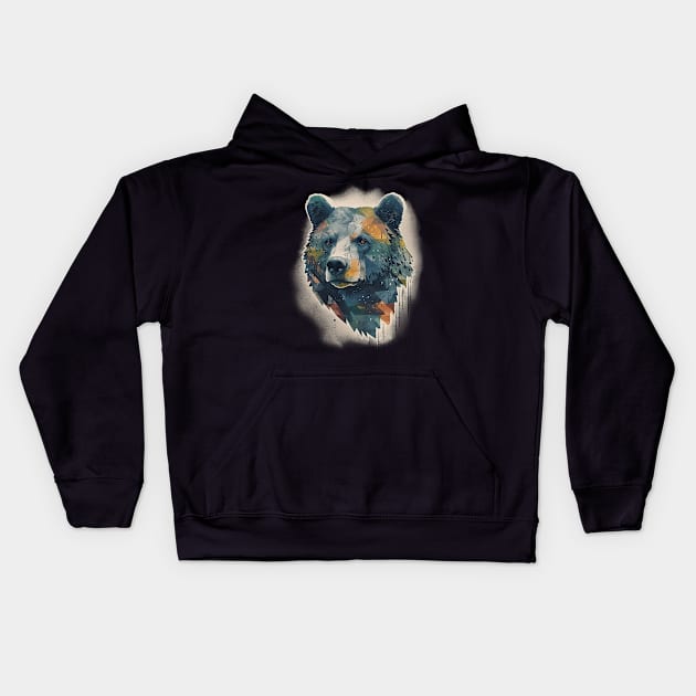 Bear head Kids Hoodie by GreenMary Design